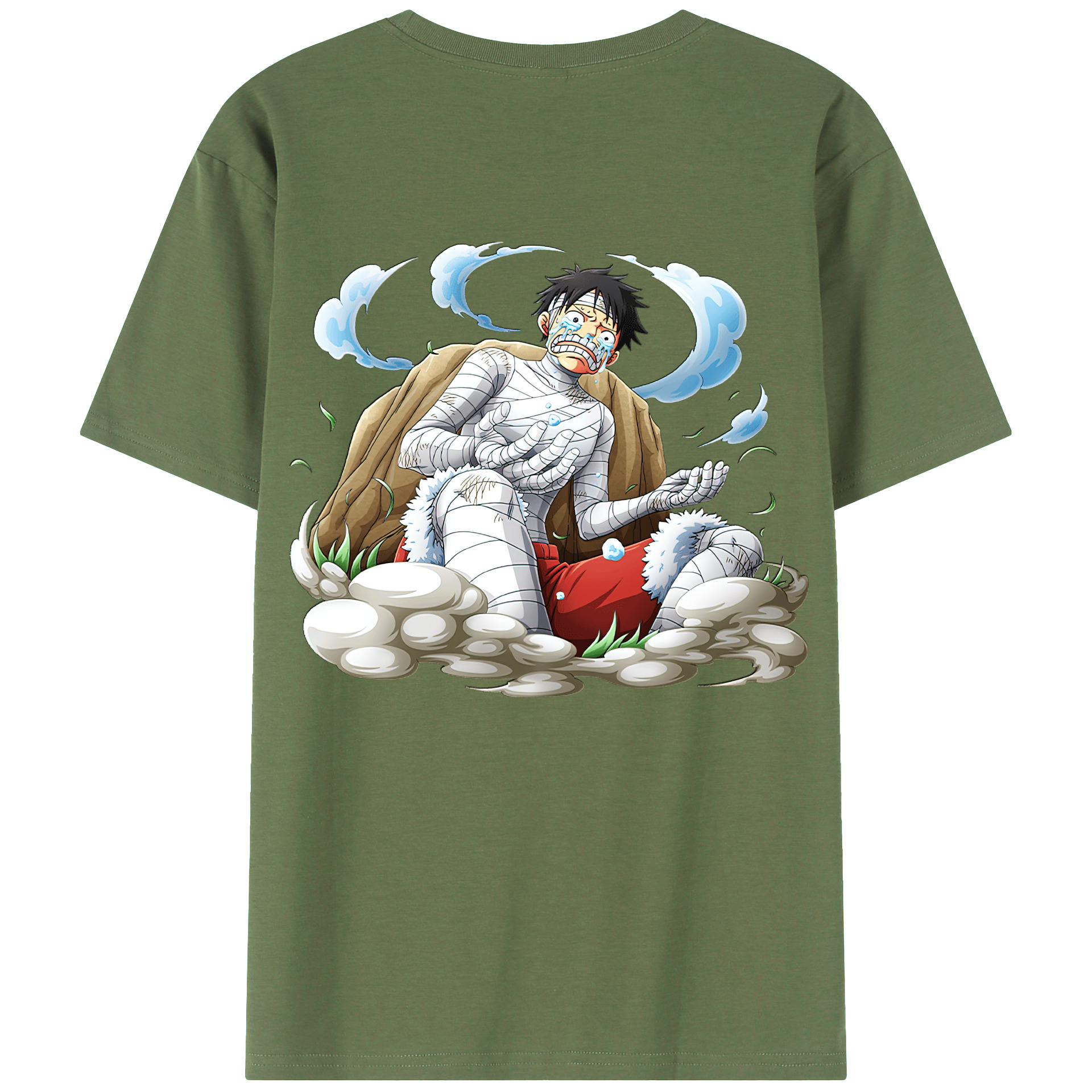 ワンピース モンキー・D・ルフィ ONE PIECE Monkey D. Luffy 綿100％ メンズ半袖Tシャツ（バックプリント） 通気性